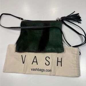 Vash Green and Black Haircalf Crossbody with Tassel